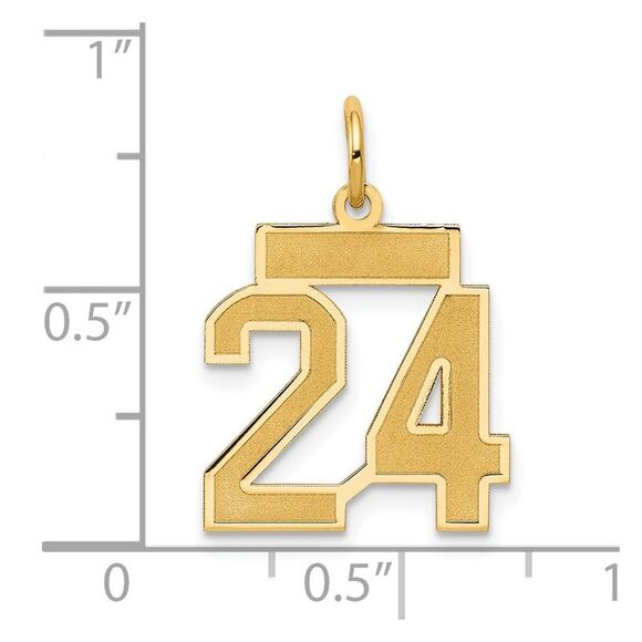 14k Yellow Gold, Jersey Collection, Small Number 24 Pendant - Picture 4 of 6